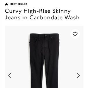 Madewell Curvy High Rise Jeans - Black 26T